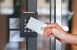 Access Control Panel with someone scanning an access card